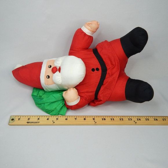 Vtg Set 2 Nylon Santa Claus Plush International Silver Co. Christmas 15" & 9" - Picture 8 of 16